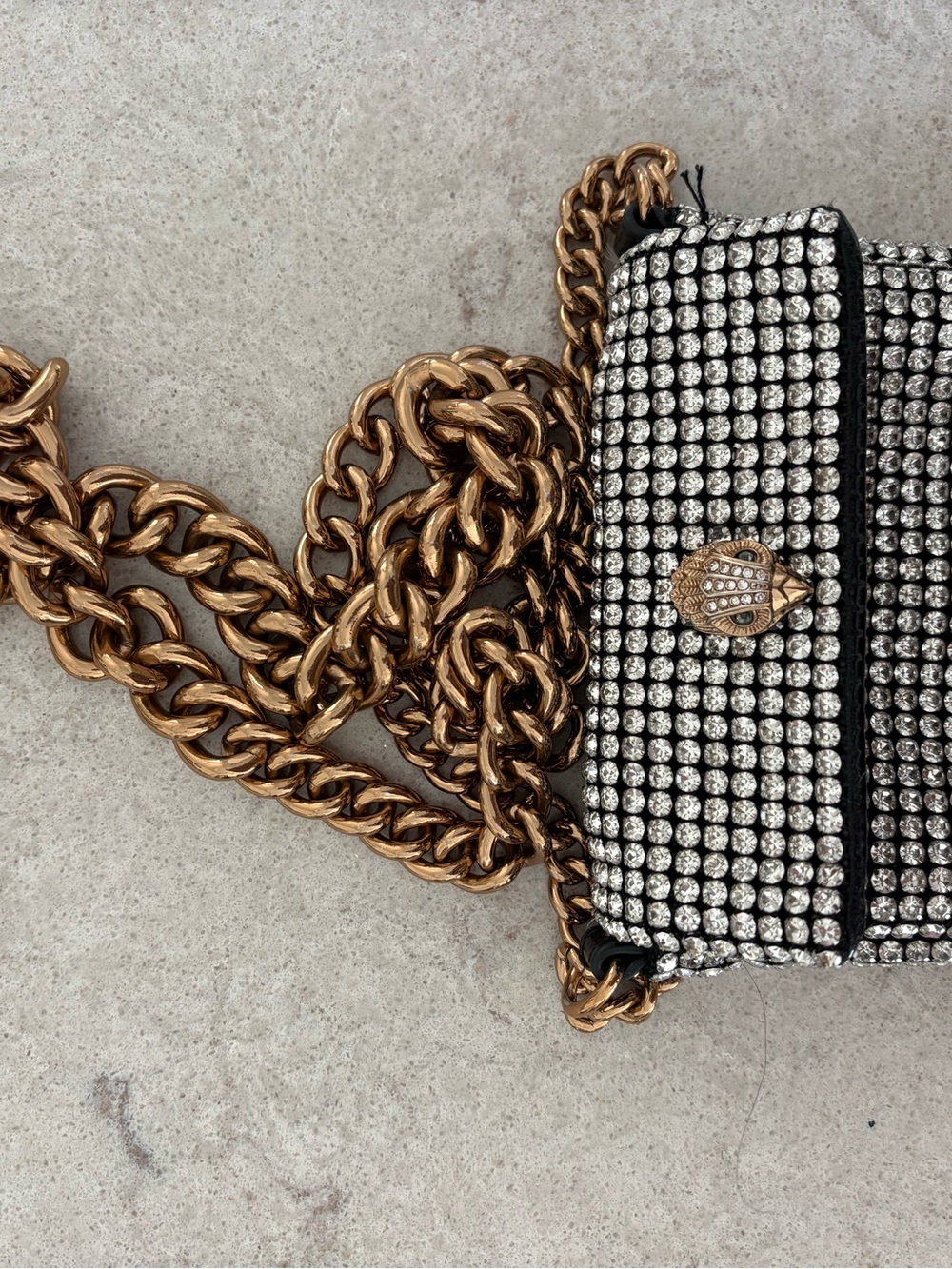 Kurt Geiger Crystal-Embellished Mini Crossbody - Black/Gold